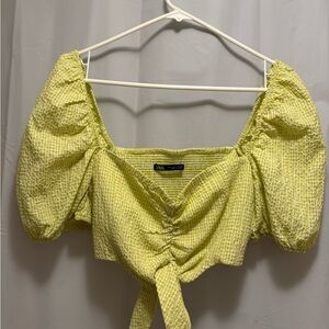 Zara Lemon Puff Sleeve Blouse
